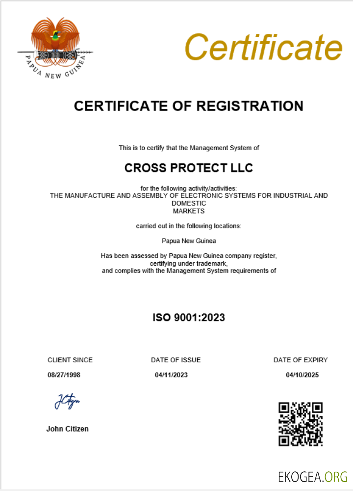 Modèle Word et PDF de certificat d'enregistrement d'entreprise en Papouasie Nouvelle Guinée